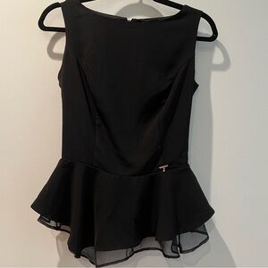 New Love Republic Elegant Black Peplum Top Blouse Back Zip Small S
